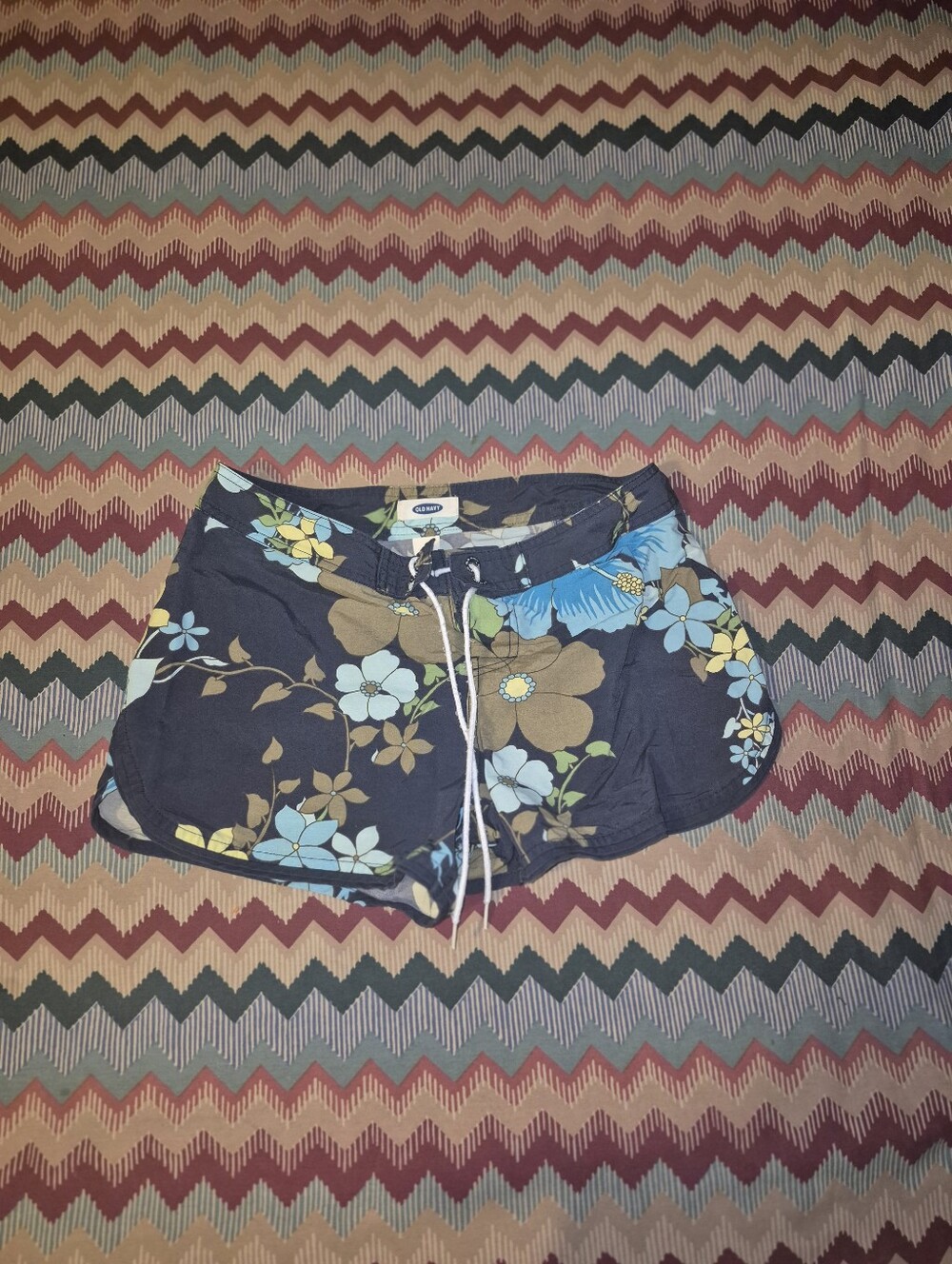 Old Navy Navy Floral Drawstring Shorts